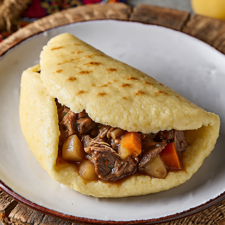 Arepa de Estofado Irlandés (Irish Stew Arepa)