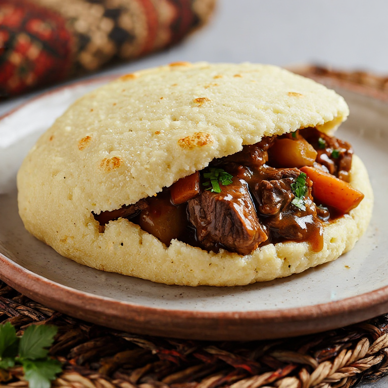 Arepa Irlandesa de Estofado de Cordero (Irish Lamb Stew Arepa)