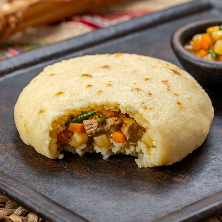 Arepa Manx de Caldo: Fusión con Harina de Cebada y Cordero