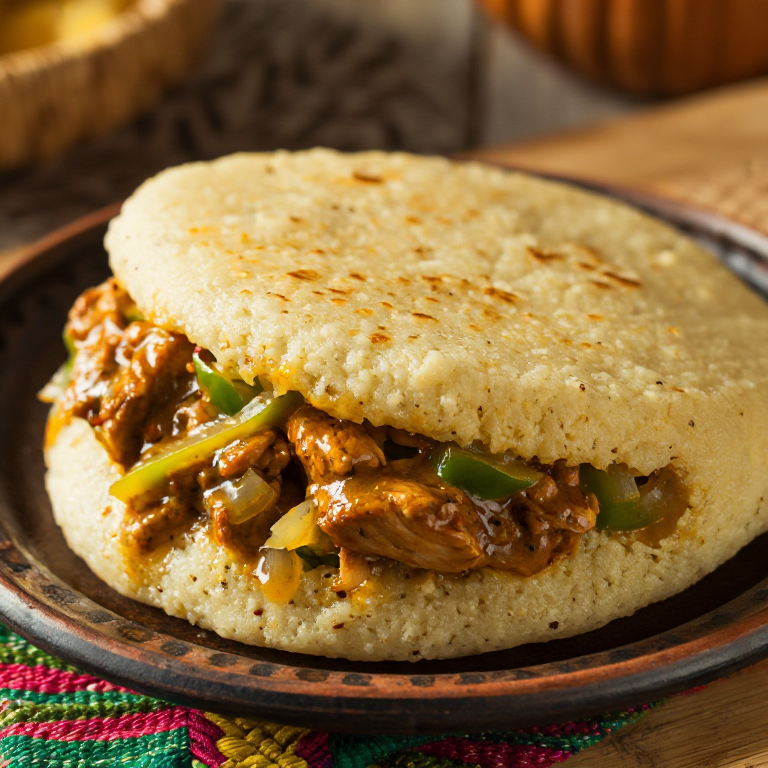 Arepa de Pollo Jerk (Jamaican Jerk Chicken Arepa)