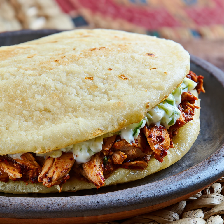Arepa Jerk Jamaica: Fusión Caribeña con Pollo Jerk y Ensalada de Repollo