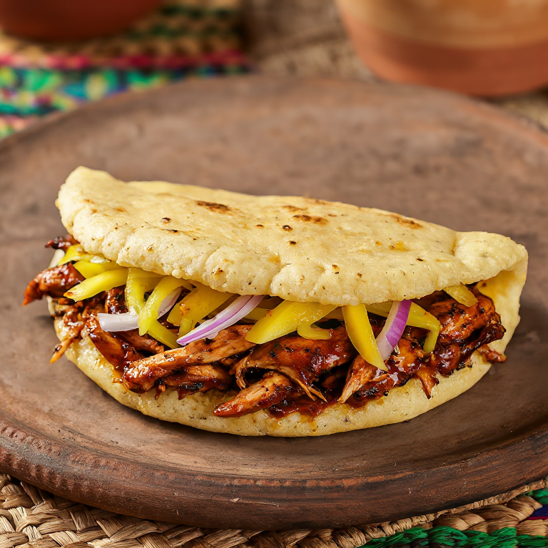 Arepa de Pollo Jerk con Ensalada de Mango