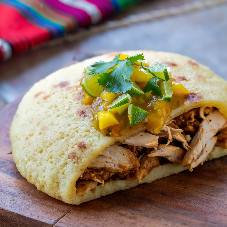 Arepa de Pollo Jerk Jamaicana