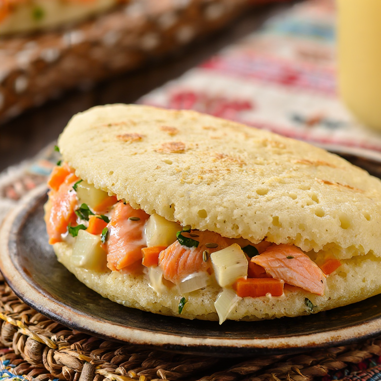 Arepa de Salmón y Miso al Estilo Abashiri