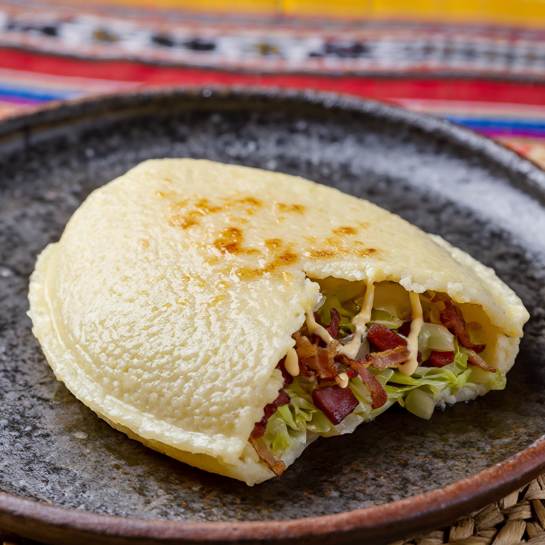 Arepa Okonomiyaki: La fusión japonesa-venezolana con repollo y panceta