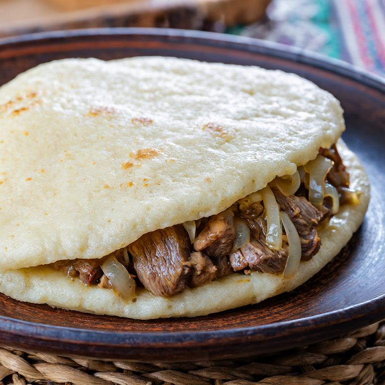 Arepa de Beshbarmak (Estilo Kazajo)