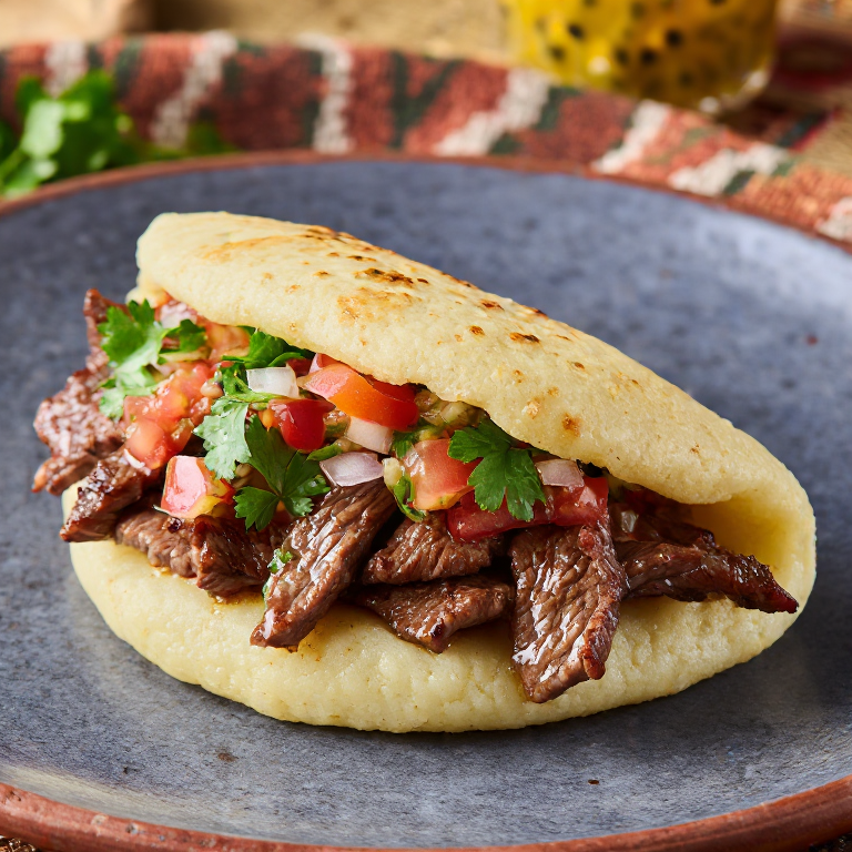 Arepa de Nyama Choma con Kachumbari
