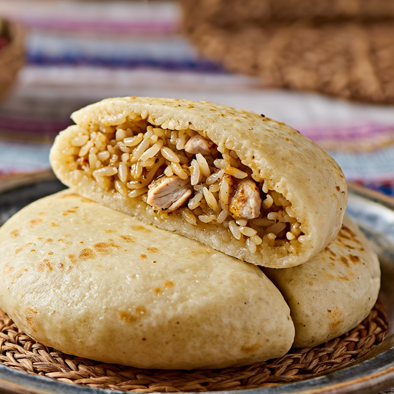 Arepa de Machboos Kuwaití (Pollo especiado con arroz)
