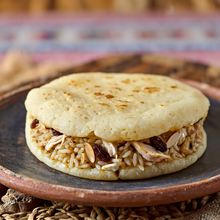 Arepa Kuwaití de Machboos (Pollo Especiado y Arroz)