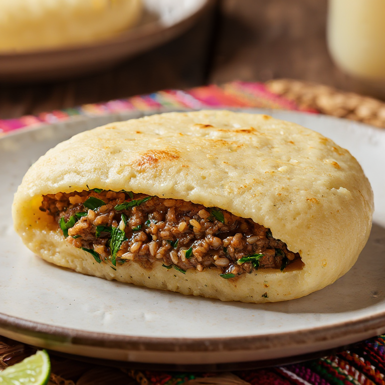 Arepa Larb Laos: Arepa Rellena de Carne Picante al Estilo Lao
