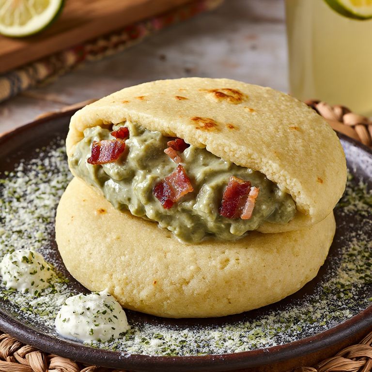 Arepa de guisantes grises y bacon (Pelēkie zirņi ar speķi)