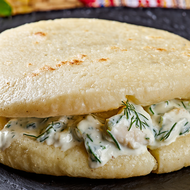Arepa Liepāja: Bacalao Cremoso con Eneldo