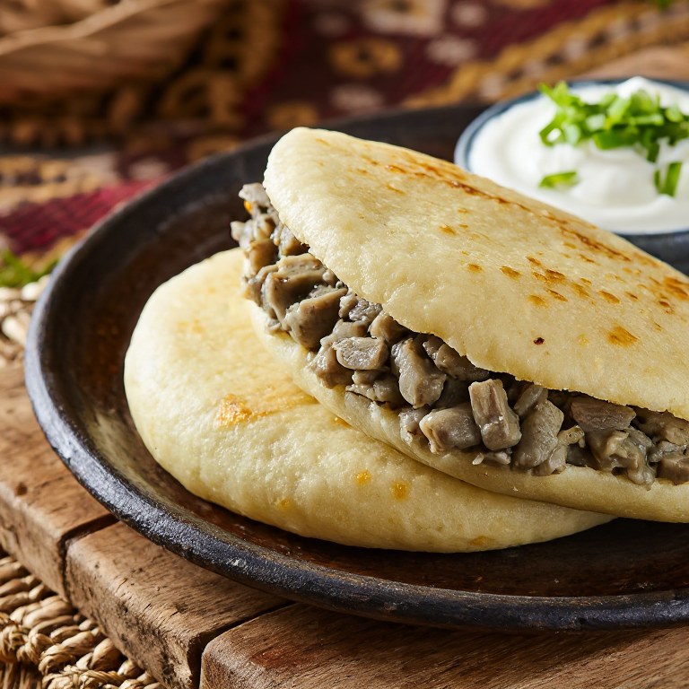 Arepa Rellena de Guisantes Grises y Tocino (Fusión Letona)