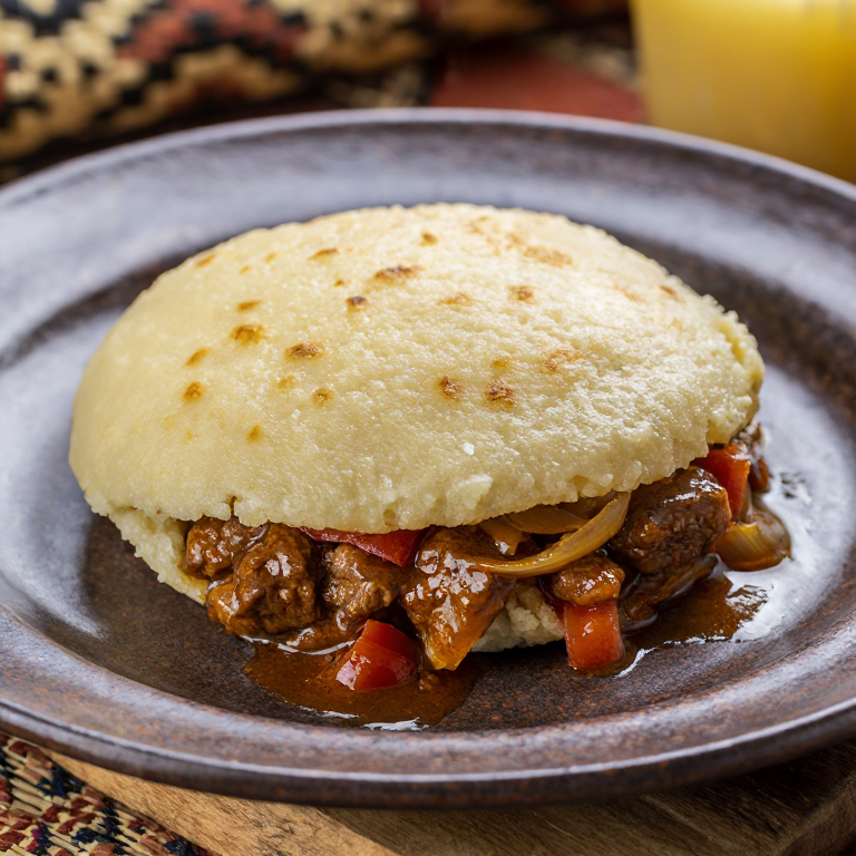 Arepa de Carne Guisada al Estilo Basotho (Lesotho)