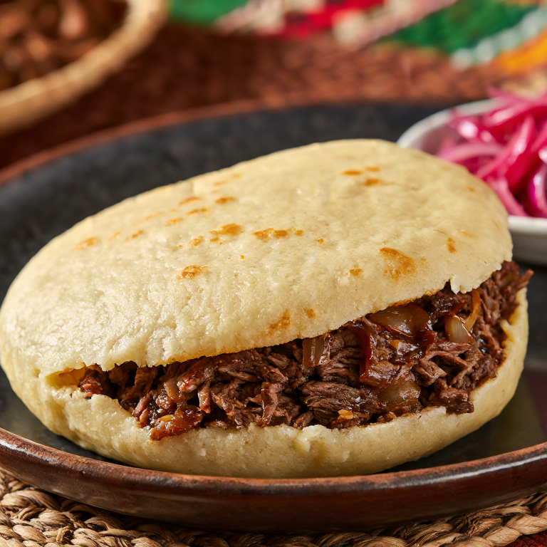 Arepa de Seswaa (Arepa Rellena de Carne Desmenuzada de Lesotho)