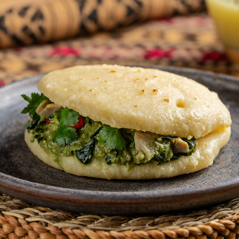 Arepa de Hojas de Yuca y Pescado Ahumado al Estilo Monrovia