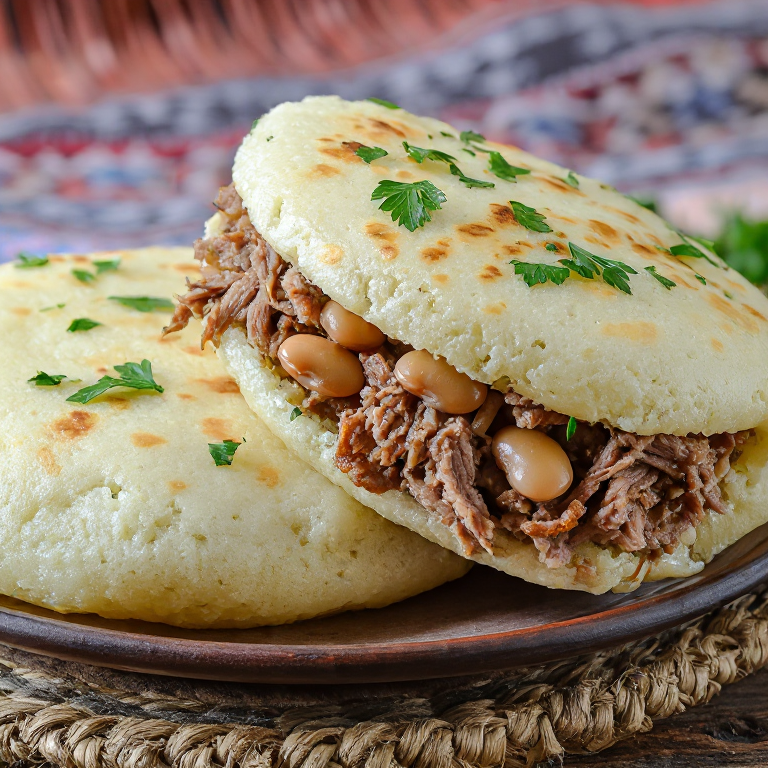 Arepa de Judd mat Gaardebounen (Arepa de Cerdo Ahumado y Habas)