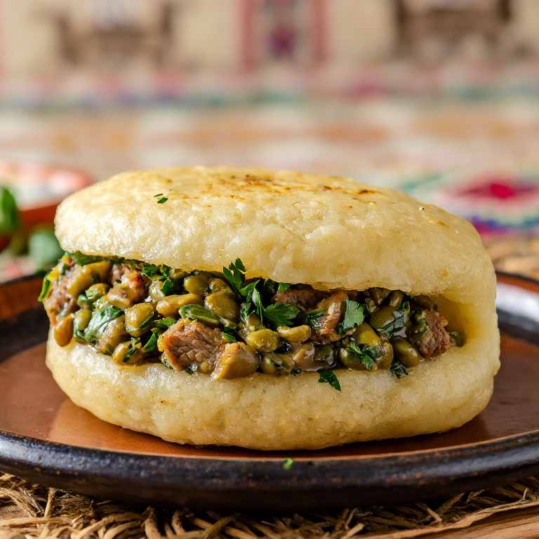 Arepa Judd Mat Gaardebounen (Arepa de Cerdo Ahumado y Habas)