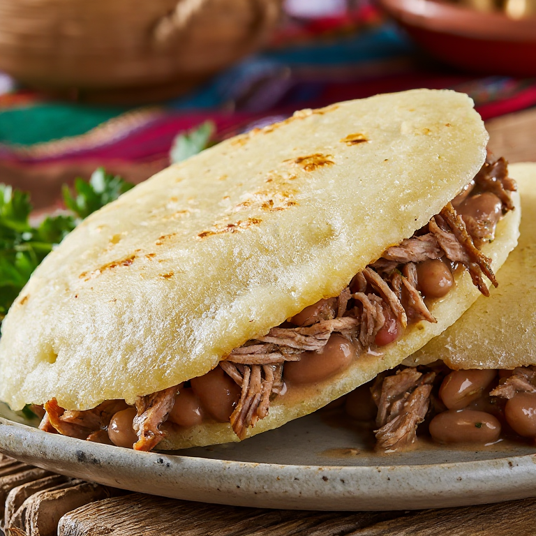 Arepa de Judd mat Gaardebounen (Cerdo Ahumado y Habas)