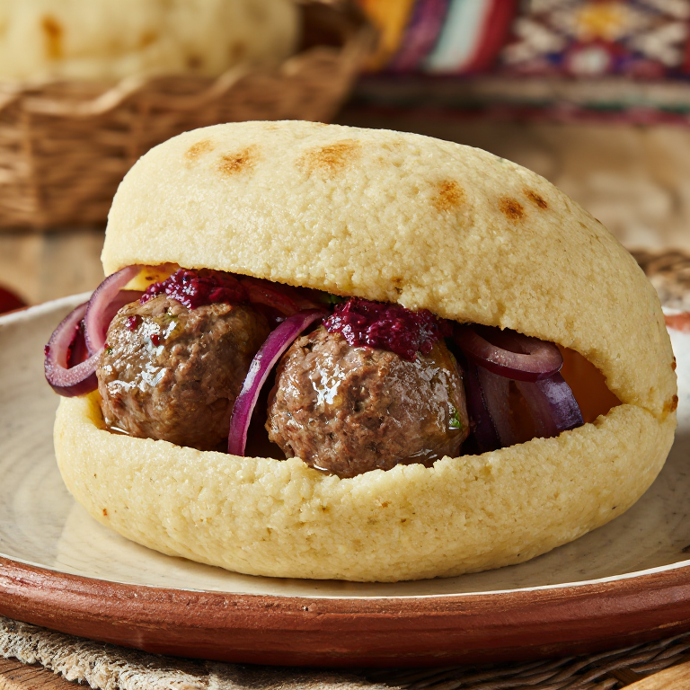 Arepa Gostivarska: Arepa Rellena de Ćevapi y Ajvar