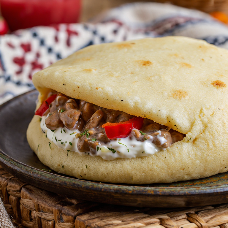 Arepa Rellena de Tavče Gravče (Frijoles Macedonia)