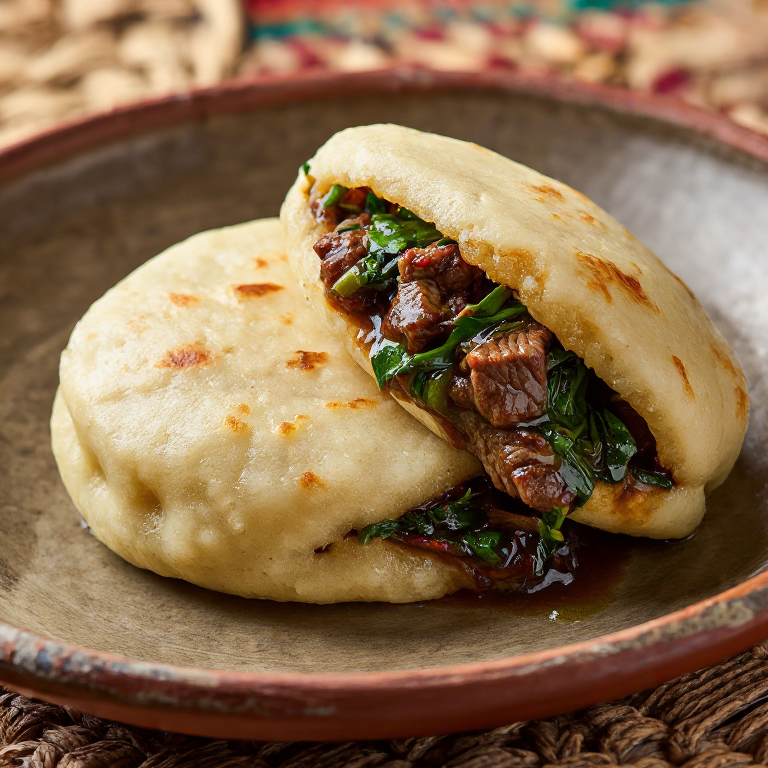 Arepa Relleno de Romazava (Estofado Malgache de Res y Verduras)