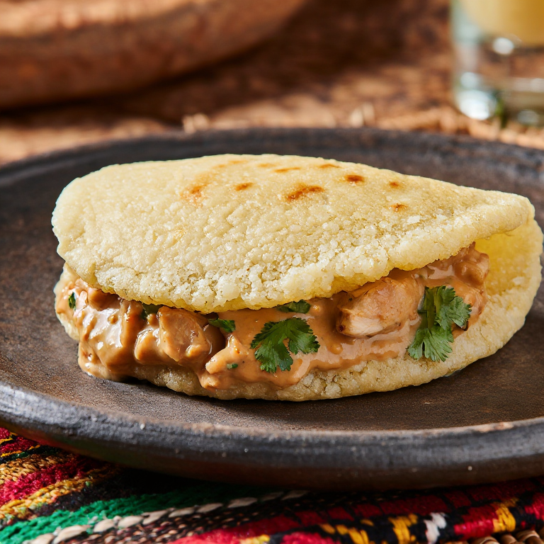 Arepa de Maafe con Pollo (Arepa Rellena de Estilo Maliense)