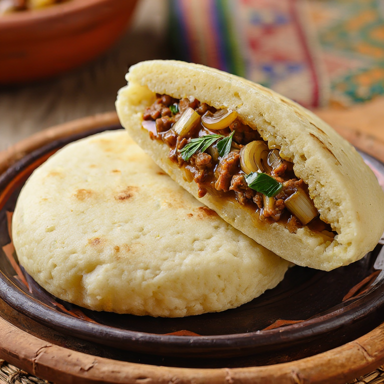 Arepa Rellena de Stuffat tal-Fenek (Estofado de Conejo Maltés)