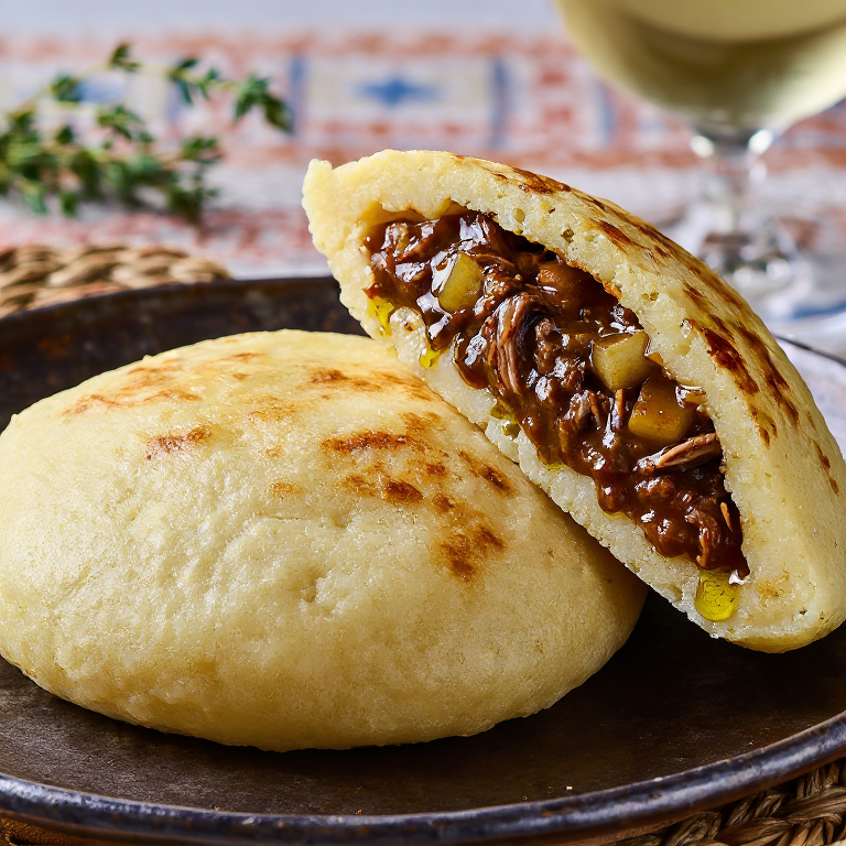 Arepa Rellena de Estofado de Conejo Maltés (Stuffat tal-Fenek)