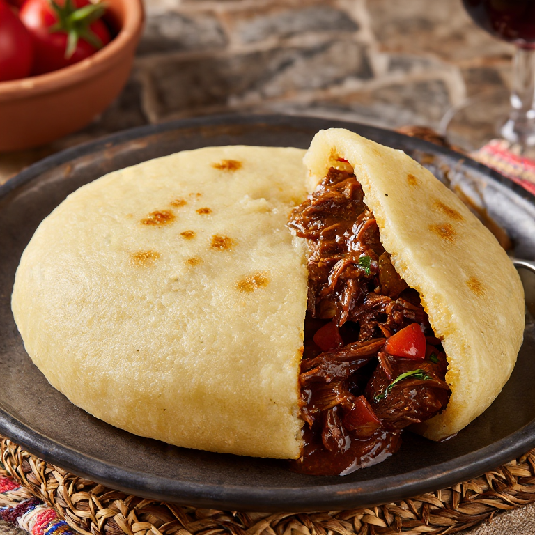 Arepa de Fenkata (Estofado de Conejo Maltés)