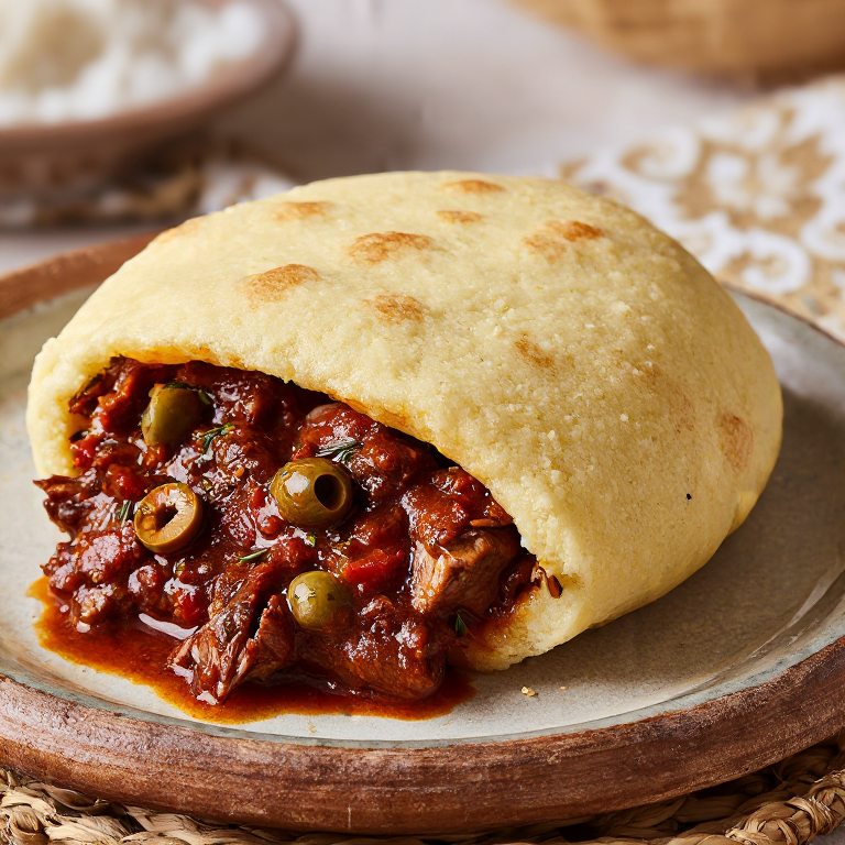 Arepa Maltesa de Stuffat tal-Fenek (Guiso de Conejo)