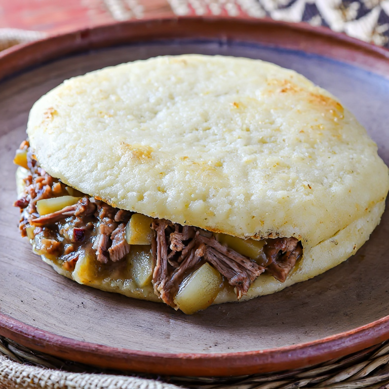 Arepa de Caldo Manés (Cordero, Cebada y Verduras)