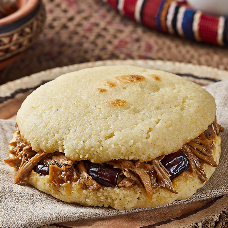Arepa de Marouf: Cordero y dátiles mauritanos en una arepa fusionada