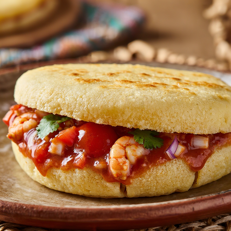 Arepa de Rougaille de Mariscos