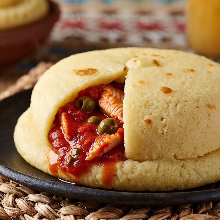 Arepa de Huachinango a la Veracruzana