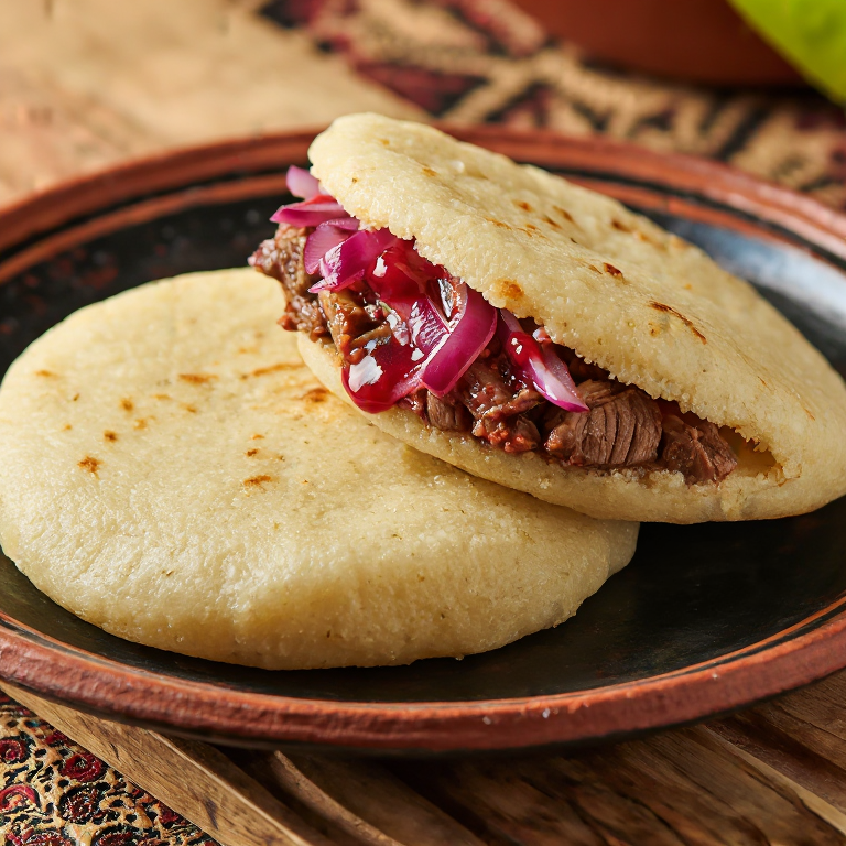 Arepa de Cochinita Pibil al Estilo Yucateco