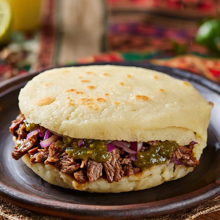 Arepa de Carnitas Estilo León
