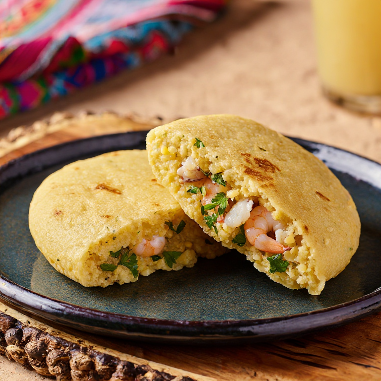 Arepa de Siete Mares (Arepa Amasada con Mariscos)