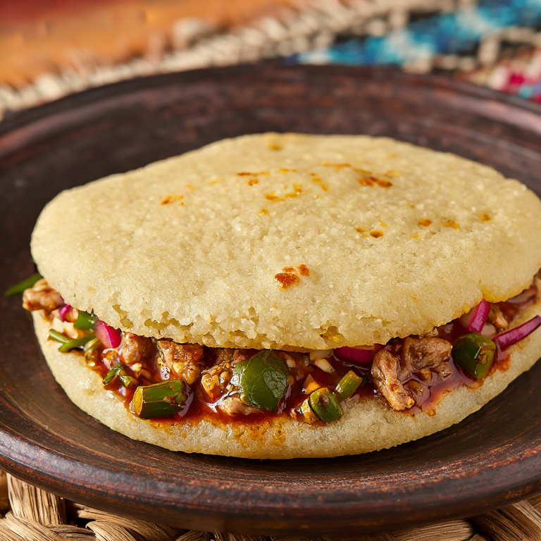 Arepa de Mole de Olla (Otatitlán-Style Stuffed Arepa)