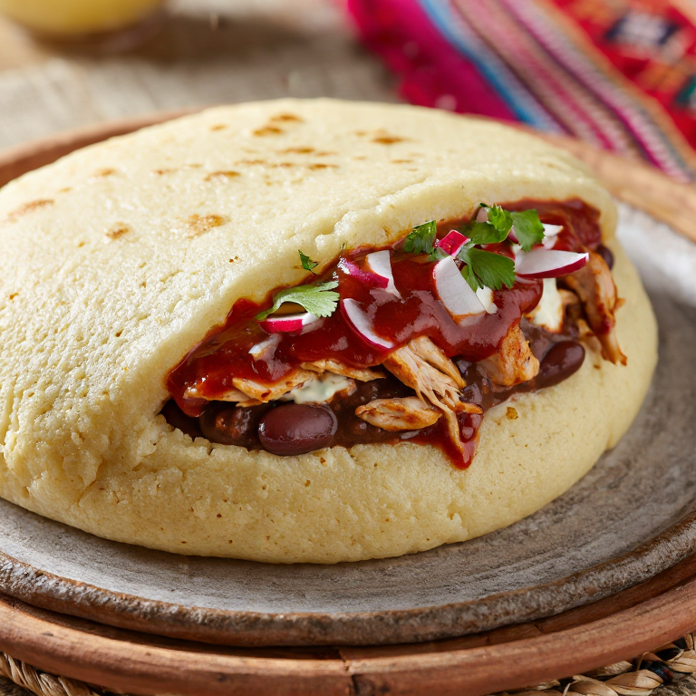 Arepa Rellena de Tinga Potosina (Inspirada en Enchiladas Potosinas)
