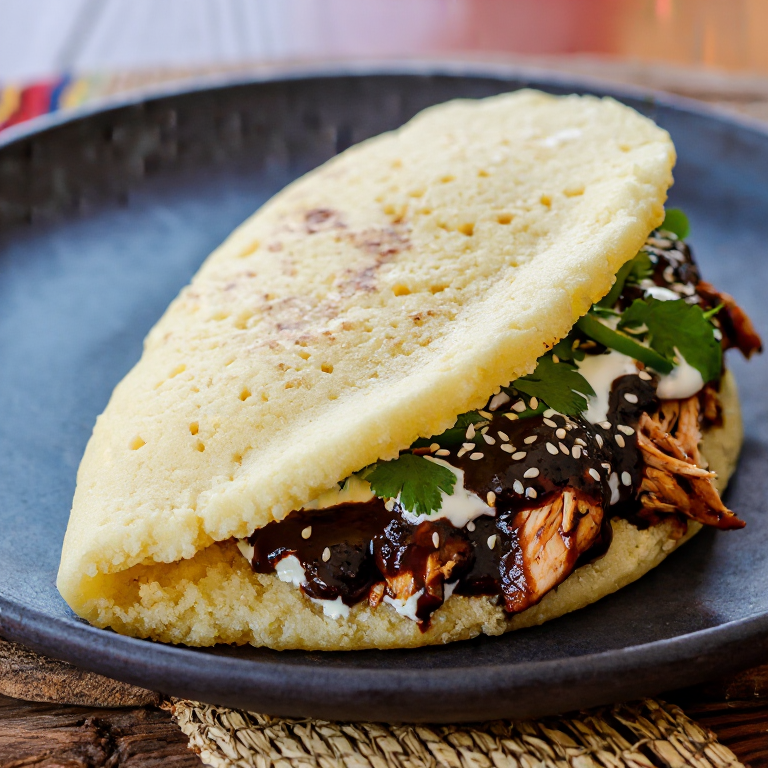 Arepa de Mole Negro Oaxaqueño con Pollo