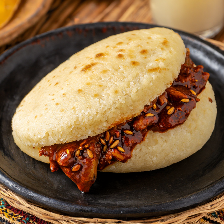 Arepa de Mole Poblano con Pollo