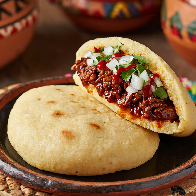Birria Arepa: Tonalá-Style Stuffed Corn Cake
