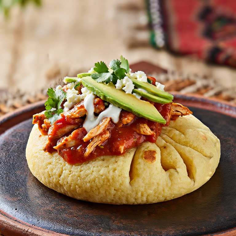 Arepa de Tinga de Pollo (Fusión Mexicana-Venezolana)