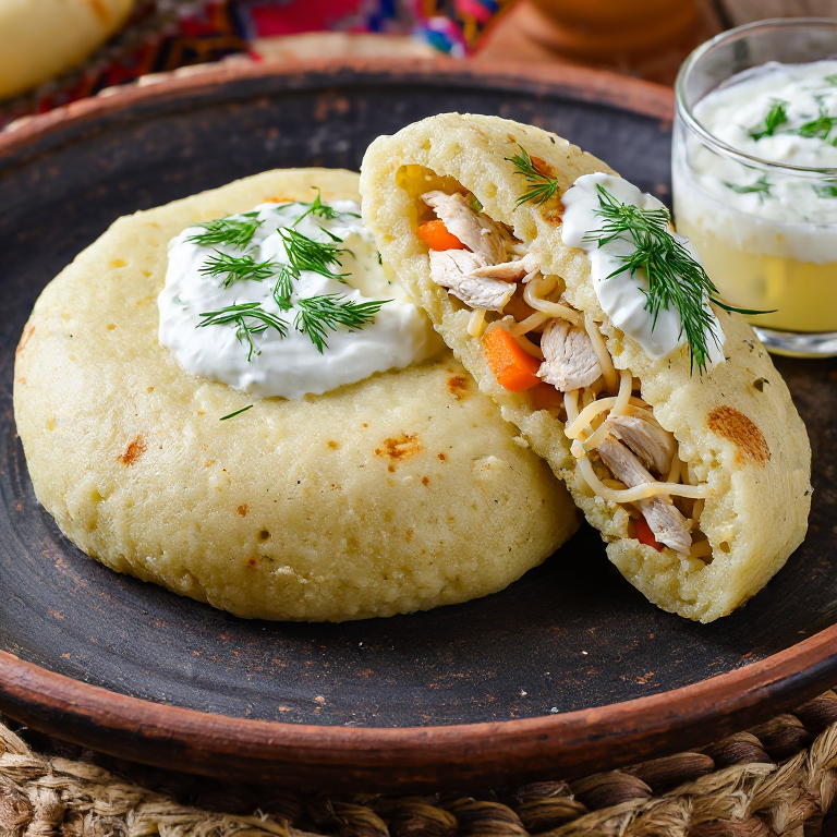 Arepa de Ciorbă de Pui (Arepa de Sopa de Pollo Moldova)