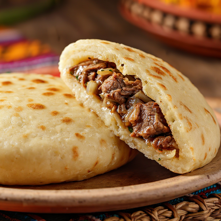 Arepa de Khuushuur Mongol: Carne de Cordero Especiada