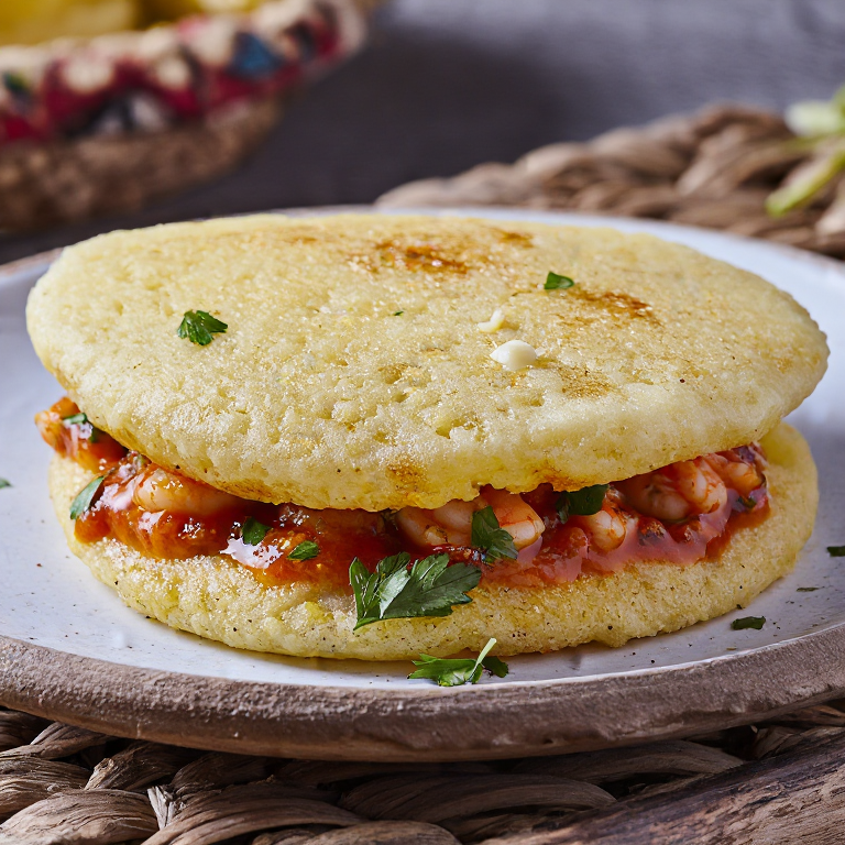 Arepa de Buzara Montenegrina: Fusión de Mar y Maíz