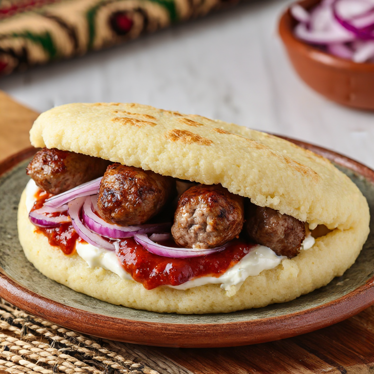 Arepa de Ćevapi al Estilo Montenegrino