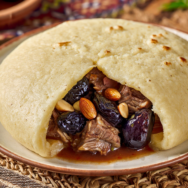 Arepa de Tagine Marroquí: Cordero con Ciruelas y Almendras