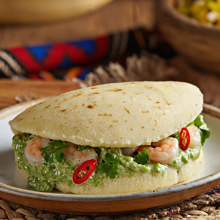 Arepa de Matapa con Camarones